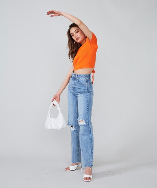 SHAGGIE（シャギー）の「バックオープンストラップトップス（Tシャツ/カットソー・レディース・ホワイト/ブラック/オレンジ/グリーン・FREE）」の20枚目の写真