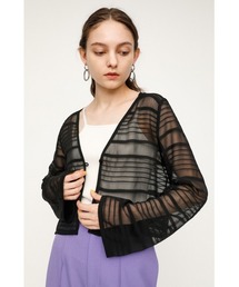 SLY | SHEER GATHER V/N CD/シアーギャザーVネックカーディガン(カーディガン/ボレロ)