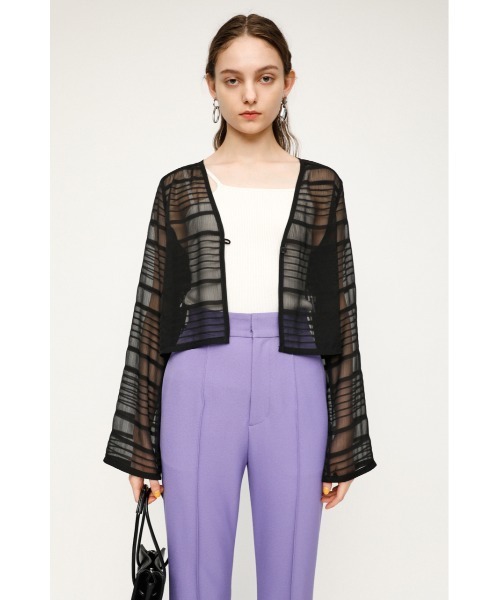 カーディガン sheer gather cardigan レディース SLY（スライ）の「SHEER GATHER V/N CD/シアーギャザーVネック