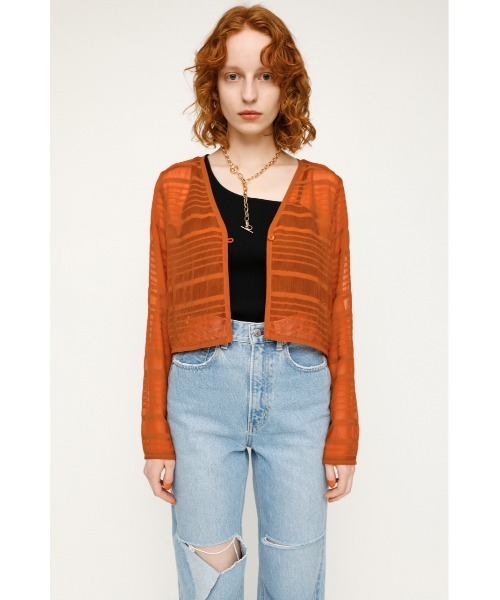カーディガン sheer gather cardigan レディース SLY（スライ）の「SHEER GATHER V/N CD/シアーギャザーVネック