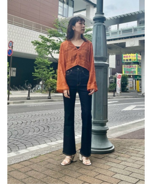 SLY（スライ）の「SHEER GATHER V/N CD/シアーギャザーVネックカーディガン（カーディガン/ボレロ・レディース・ブラック/オレンジ・FREE）」の20枚目の写真