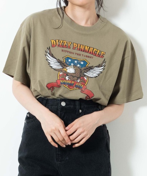 WEGO（ウィゴー）の「WEGO/ヴィンテージライクプリントTシャツ（Tシャツ/カットソー・レディース・ブラック系その他/カーキ/ベージュ/スミクロ/グリーン系その他/その他1/その他2/ダークベージュ・MEDIUM/SMALL）」の6枚目の写真