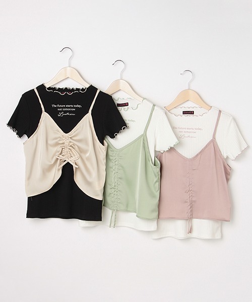 LOVETOXIC（ラブトキシック）の「サテンキャミつき半袖Tシャツ（Tシャツ/カットソー・キッズ・ピンク/ベージュ/エメラルド・150cm/160cm/140cm/130cm）」の15枚目の写真