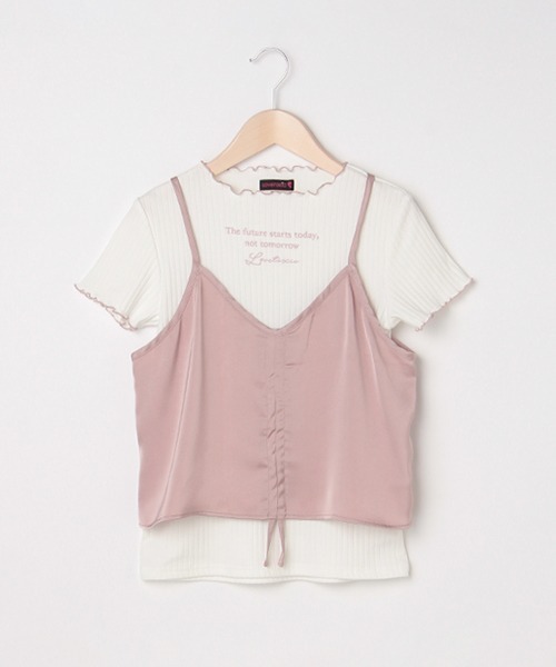 LOVETOXIC（ラブトキシック）の「サテンキャミつき半袖Tシャツ（Tシャツ/カットソー・キッズ・ピンク/ベージュ/エメラルド・150cm/160cm/140cm/130cm）」の16枚目の写真