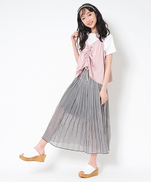 LOVETOXIC（ラブトキシック）の「サテンキャミつき半袖Tシャツ（Tシャツ/カットソー・キッズ・ピンク/ベージュ/エメラルド・150cm/160cm/140cm/130cm）」の17枚目の写真