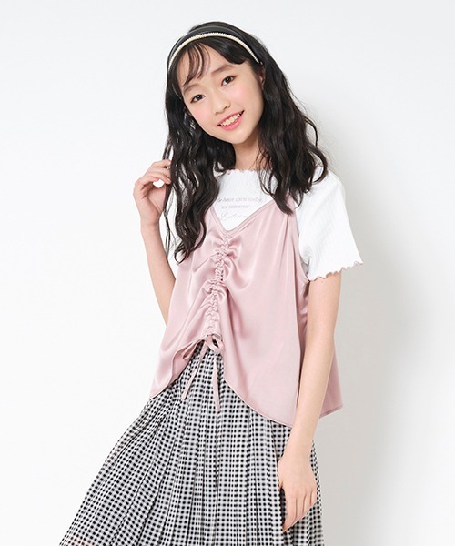 LOVETOXIC（ラブトキシック）の「サテンキャミつき半袖Tシャツ（Tシャツ/カットソー・キッズ・ピンク/ベージュ/エメラルド・150cm/160cm/140cm/130cm）」の18枚目の写真