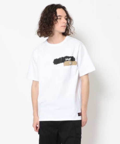 schott（ショット）の「Schott/ショット/RANDOM PAINT S/S POC（Tシャツ/カットソー・メンズ・ブラック/ホワイト・LARGE/MEDIUM/SMALL/X-LARGE）」の2枚目の写真