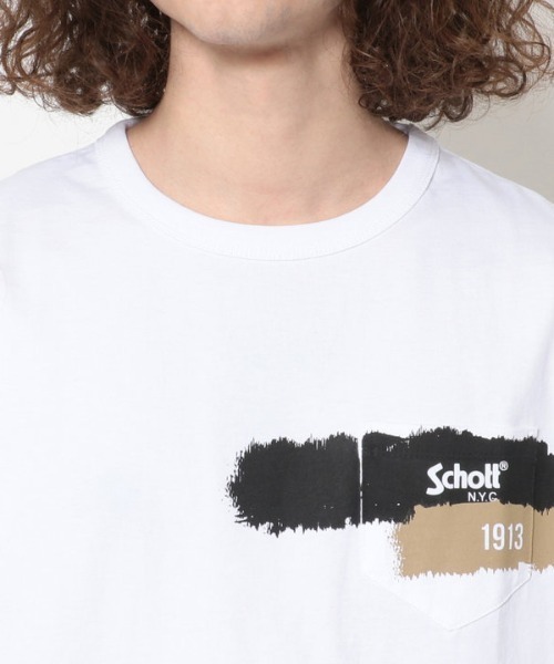 schott（ショット）の「Schott/ショット/RANDOM PAINT S/S POC（Tシャツ/カットソー・メンズ・ブラック/ホワイト・LARGE/MEDIUM/SMALL/X-LARGE）」の8枚目の写真