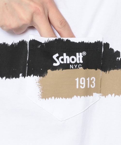 schott（ショット）の「Schott/ショット/RANDOM PAINT S/S POC（Tシャツ/カットソー・メンズ・ブラック/ホワイト・LARGE/MEDIUM/SMALL/X-LARGE）」の10枚目の写真