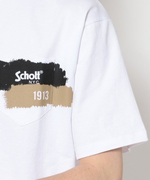 schott（ショット）の「Schott/ショット/RANDOM PAINT S/S POC（Tシャツ/カットソー・メンズ・ブラック/ホワイト・LARGE/MEDIUM/SMALL/X-LARGE）」の11枚目の写真