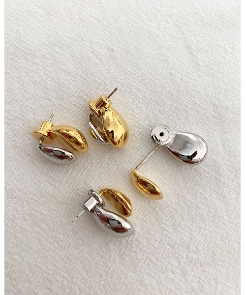 mou（モウ）の「バイカラーぷっくり雫ピアス（ピアス（両耳用）・レディース・シルバー/ゴールド・FREE）」の7枚目の写真