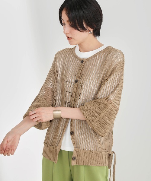 Bou Jeloud（ブージュルード）の「2WAY透かし柄カーディガン（カーディガン/ボレロ・レディース・ホワイト/ブラック/カーキ・FREE）」の3枚目の写真
