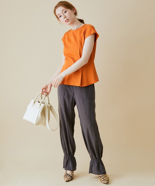 MADEMOISELLE ROPE'(マドモアゼル ロペ)の「<春まで使える>【セットアップ対応】フィブリルベイカーパンツ(カーゴパンツ・レディース・カーキ/スミクロ・38/36)」の9枚目の写真