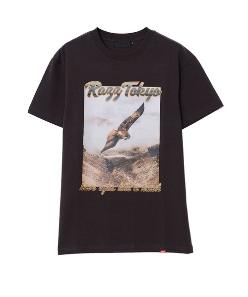 RAZZIS(ラズ)の「『RAZZIS/ラズイズ』イーグルフォトロゴプリントクルーネック半袖Tシャツ (Tシャツ/カットソー・メンズ・ホワイト/チャコール・M/XL/L)」の15枚目の写真