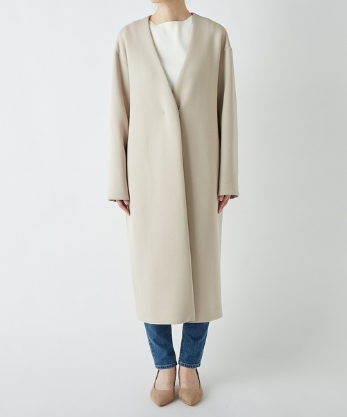 RIVE DROITE（リヴドロワ）の「きれいめにもカジュアルにも着回せる　ダンボールVネックコート（ノーカラーコート・レディース・ブラック/ベージュ・FREE）」の17枚目の写真