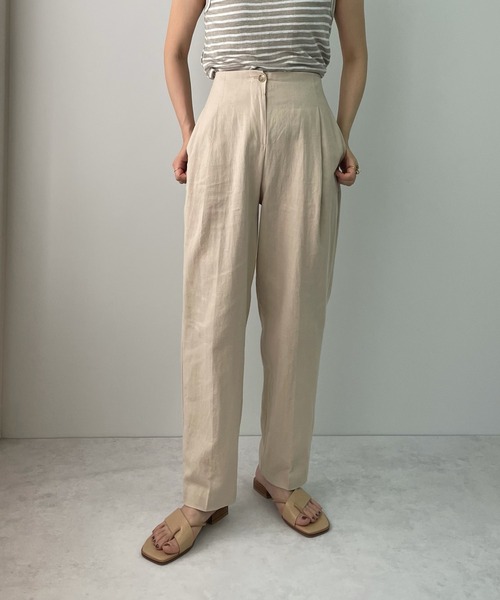 LE MORE（リモア）の「ハイウエストリネンタックパンツ（その他パンツ・レディース・ブラック/ベージュ/ブラウン・S/M）」の3枚目の写真