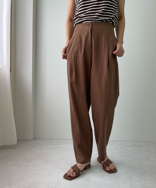 LE MORE（リモア）の「ハイウエストリネンタックパンツ（その他パンツ・レディース・ブラック/ベージュ/ブラウン・S/M）」の13枚目の写真