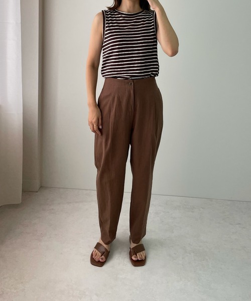 LE MORE（リモア）の「ハイウエストリネンタックパンツ（その他パンツ・レディース・ブラック/ベージュ/ブラウン・S/M）」の19枚目の写真
