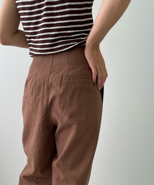 LE MORE（リモア）の「ハイウエストリネンタックパンツ（その他パンツ・レディース・ブラック/ベージュ/ブラウン・S/M）」の6枚目の写真
