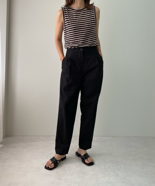 LE MORE（リモア）の「ハイウエストリネンタックパンツ（その他パンツ・レディース・ブラック/ベージュ/ブラウン・S/M）」の14枚目の写真