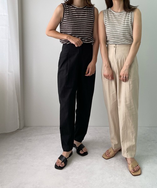 LE MORE（リモア）の「ハイウエストリネンタックパンツ（その他パンツ・レディース・ブラック/ベージュ/ブラウン・S/M）」の17枚目の写真