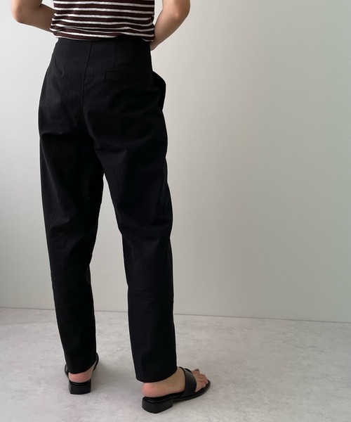 LE MORE（リモア）の「ハイウエストリネンタックパンツ（その他パンツ・レディース・ブラック/ベージュ/ブラウン・S/M）」の5枚目の写真
