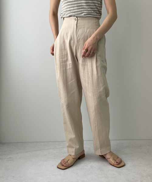 LE MORE（リモア）の「ハイウエストリネンタックパンツ（その他パンツ・レディース・ブラック/ベージュ/ブラウン・S/M）」の7枚目の写真