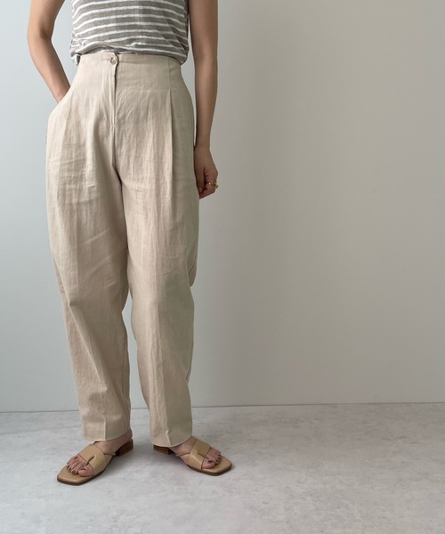 LE MORE（リモア）の「ハイウエストリネンタックパンツ（その他パンツ・レディース・ブラック/ベージュ/ブラウン・S/M）」の9枚目の写真