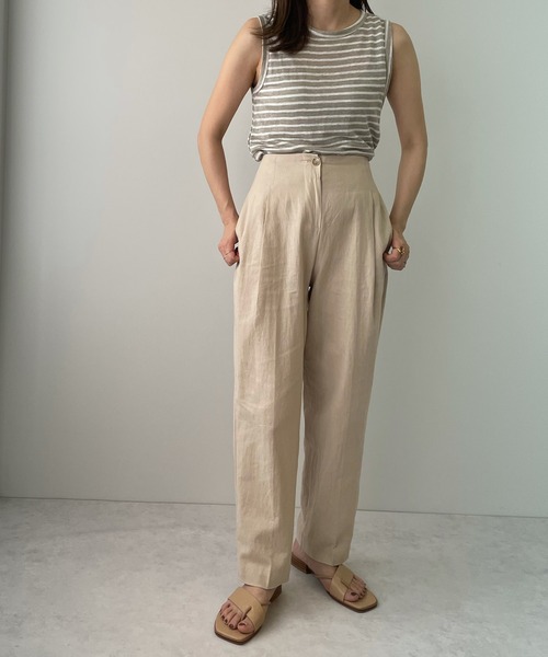 LE MORE（リモア）の「ハイウエストリネンタックパンツ（その他パンツ・レディース・ブラック/ベージュ/ブラウン・S/M）」の15枚目の写真