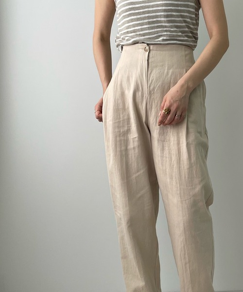 LE MORE（リモア）の「ハイウエストリネンタックパンツ（その他パンツ・レディース・ブラック/ベージュ/ブラウン・S/M）」の18枚目の写真