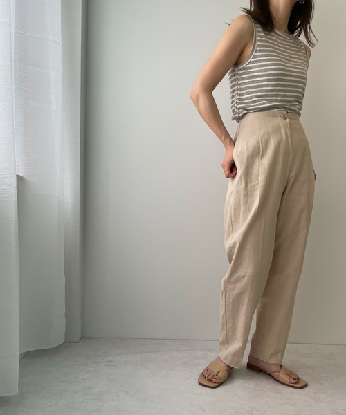 LE MORE（リモア）の「ハイウエストリネンタックパンツ（その他パンツ・レディース・ブラック/ベージュ/ブラウン・S/M）」の12枚目の写真