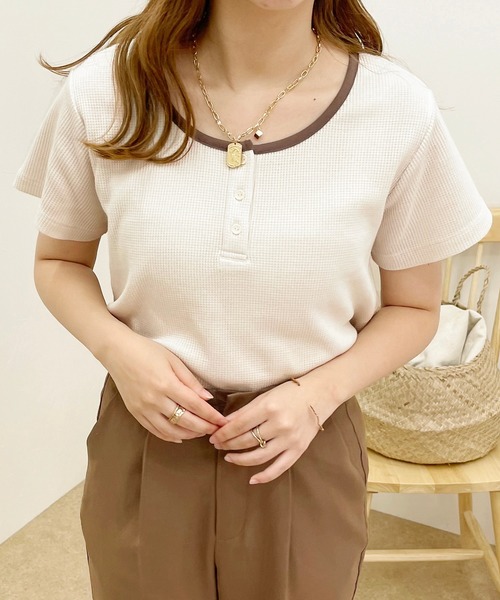 apres jour clair(アプレジュールクレア)の「【apres jour clair】ヘンリーワッフルトップス【ZOZOTOWN限定アイテム】(Tシャツ/カットソー・レディース・ベージュ/アイボリー/ブラウン系その他/ミント・X-LARGE/フリー)」の12枚目の写真