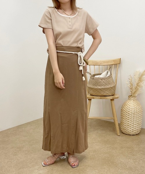 apres jour clair(アプレジュールクレア)の「【apres jour clair】ヘンリーワッフルトップス【ZOZOTOWN限定アイテム】(Tシャツ/カットソー・レディース・ベージュ/アイボリー/ブラウン系その他/ミント・X-LARGE/フリー)」の9枚目の写真