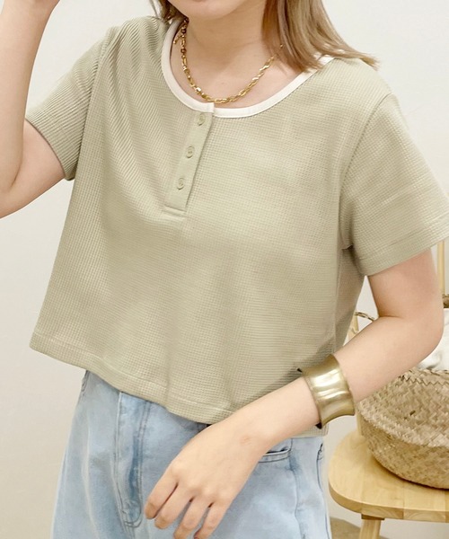 apres jour clair(アプレジュールクレア)の「【apres jour clair】ヘンリーワッフルトップス【ZOZOTOWN限定アイテム】(Tシャツ/カットソー・レディース・ベージュ/アイボリー/ブラウン系その他/ミント・X-LARGE/フリー)」の14枚目の写真