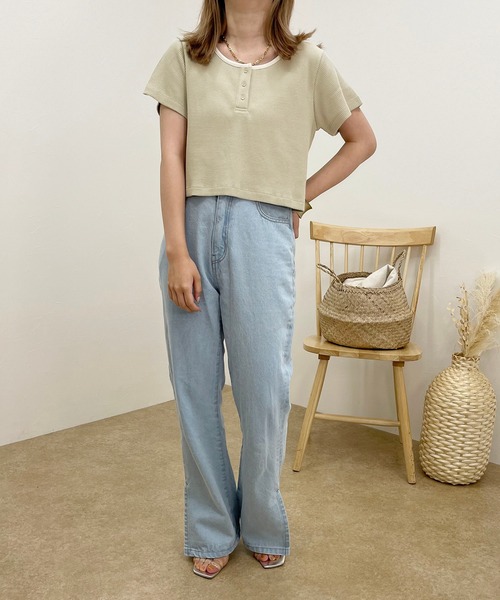 apres jour clair(アプレジュールクレア)の「【apres jour clair】ヘンリーワッフルトップス【ZOZOTOWN限定アイテム】(Tシャツ/カットソー・レディース・ベージュ/アイボリー/ブラウン系その他/ミント・X-LARGE/フリー)」の7枚目の写真