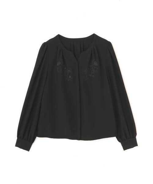 PROPORTION BODY DRESSING（プロポーションボディドレッシング）の「フラワーエンブロイダリーキーネックブラウス / 1211210508（シャツ/ブラウス・レディース・ブラック/ホワイト系その他/ブラウン系その他・MEDIUM/SMALL）」の4枚目の写真