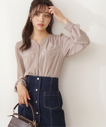 PROPORTION BODY DRESSING | フラワーエンブロイダリーキーネックブラウス / 1211210508(シャツ/ブラウス)