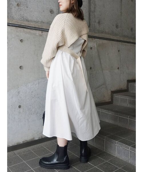 MERCURYDUO（マーキュリーデュオ）の「クロップドニットセットシャツワンピース（ワンピース・レディース・ベージュ/ブラウン/アイボリー・FREE）」の9枚目の写真