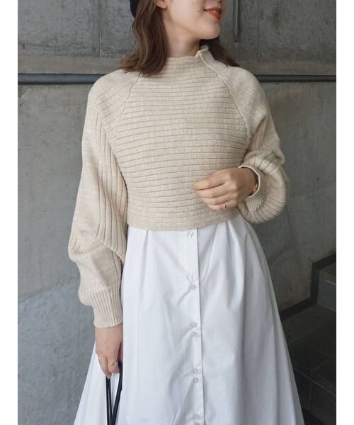 MERCURYDUO（マーキュリーデュオ）の「クロップドニットセットシャツワンピース（ワンピース・レディース・ベージュ/ブラウン/アイボリー・FREE）」の11枚目の写真