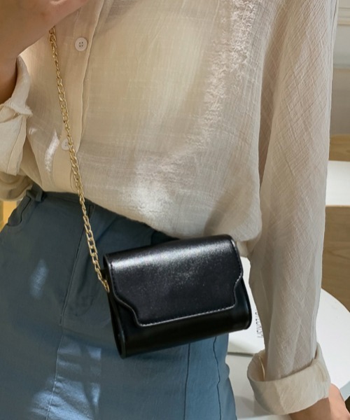 ACT（アクト）の「コンパクト PUレザー チェーンショルダーポシェット ポーチ バッグ（ショルダーバッグ・レディース・ホワイト/ブラック/ダークブラウン/ベージュ/イエロー/グリーン・FREE）」の15枚目の写真