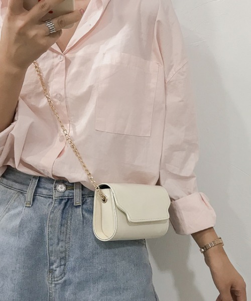 ACT（アクト）の「コンパクト PUレザー チェーンショルダーポシェット ポーチ バッグ（ショルダーバッグ・レディース・ホワイト/ブラック/ダークブラウン/ベージュ/イエロー/グリーン・FREE）」の20枚目の写真