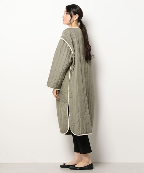 PICCIN（ピッチン）の「ストライプキルトロングコート（その他アウター・レディース・ブラック/オリーブ/アイボリー・M/L）」の7枚目の写真