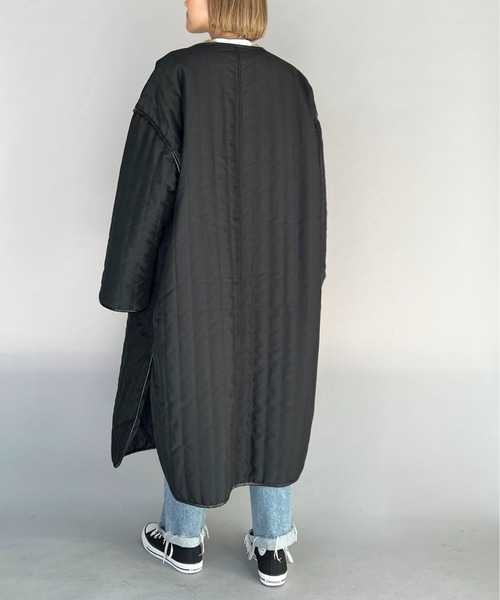 PICCIN（ピッチン）の「ストライプキルトロングコート（その他アウター・レディース・ブラック/オリーブ/アイボリー・M/L）」の17枚目の写真