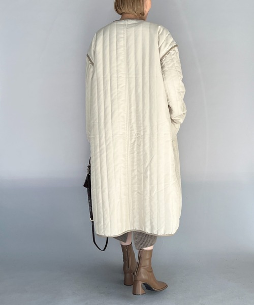 PICCIN（ピッチン）の「ストライプキルトロングコート（その他アウター・レディース・ブラック/オリーブ/アイボリー・M/L）」の14枚目の写真