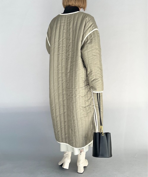 PICCIN（ピッチン）の「ストライプキルトロングコート（その他アウター・レディース・ブラック/オリーブ/アイボリー・M/L）」の15枚目の写真