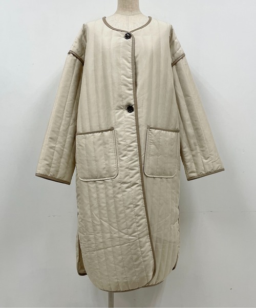 PICCIN（ピッチン）の「ストライプキルトロングコート（その他アウター・レディース・ブラック/オリーブ/アイボリー・M/L）」の6枚目の写真