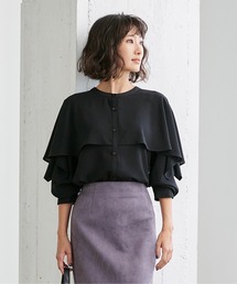 バンドカラーケープシルエットブラウス