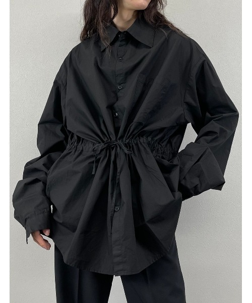 XU（エックスユー）の「【XU/エックスユー】rope washing oversized shirt/ロープ ウォッシング オーバーサイズ シャツ デザイン ロング スリーブ ティー（シャツ/ブラウス・メンズ・ホワイト/ブラック・ONE SIZE）」の2枚目の写真