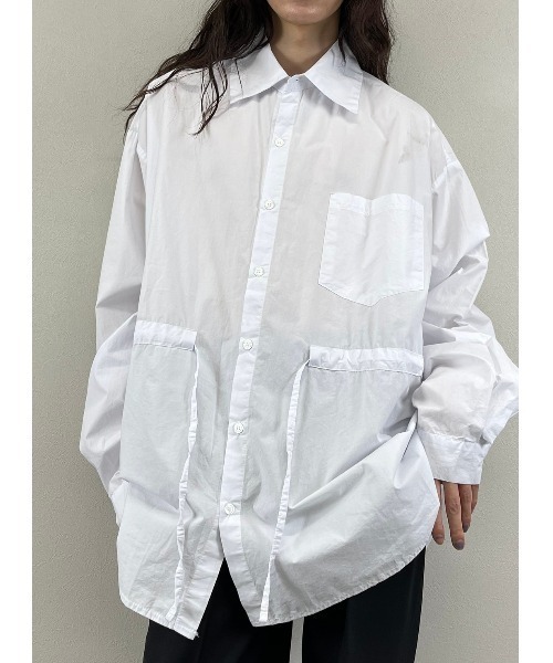 XU（エックスユー）の「【XU/エックスユー】rope washing oversized shirt/ロープ ウォッシング オーバーサイズ シャツ デザイン ロング スリーブ ティー（シャツ/ブラウス・メンズ・ホワイト/ブラック・ONE SIZE）」の9枚目の写真