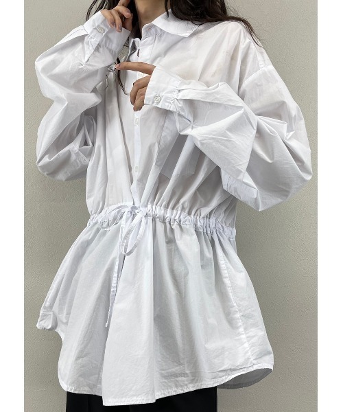 XU（エックスユー）の「【XU/エックスユー】rope washing oversized shirt/ロープ ウォッシング オーバーサイズ シャツ デザイン ロング スリーブ ティー（シャツ/ブラウス・メンズ・ホワイト/ブラック・ONE SIZE）」の7枚目の写真